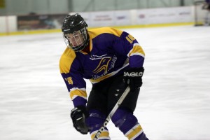 Corey Way and the Golden Hawks were eliminated in the semifinals at George Brown in the men's first extramural hockey tournament of the season. Photo courtesy of Laurier Brantford Athletics & Recreation
