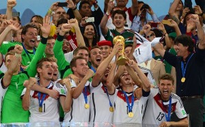 Germany players celebrating the 2014 FIFA World Cup win. Photo courtesy of Agência Brasil / Wikimedia Commons.