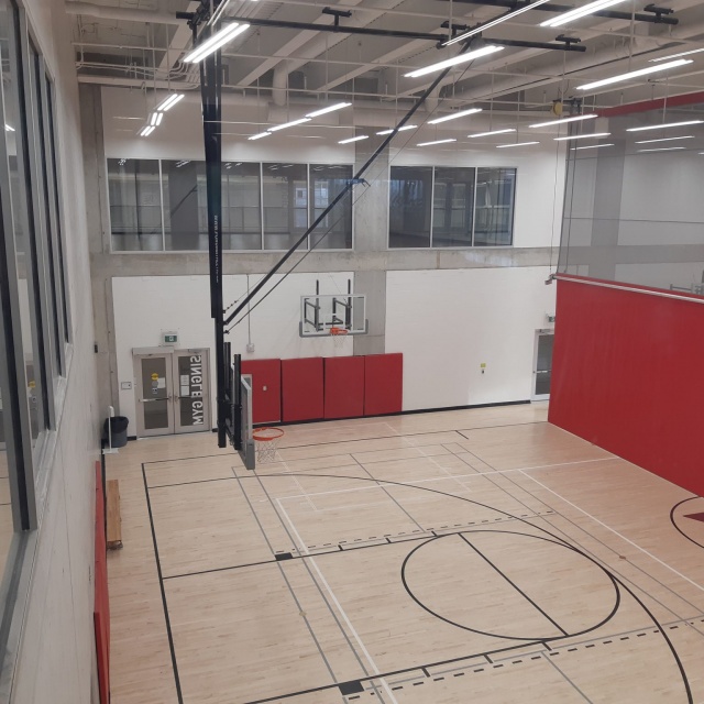 An empty basketball court